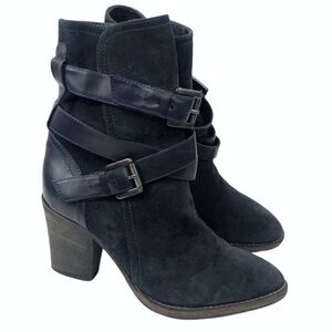 Aquatalia Blue Suede Strappy Booties
Heel 3”